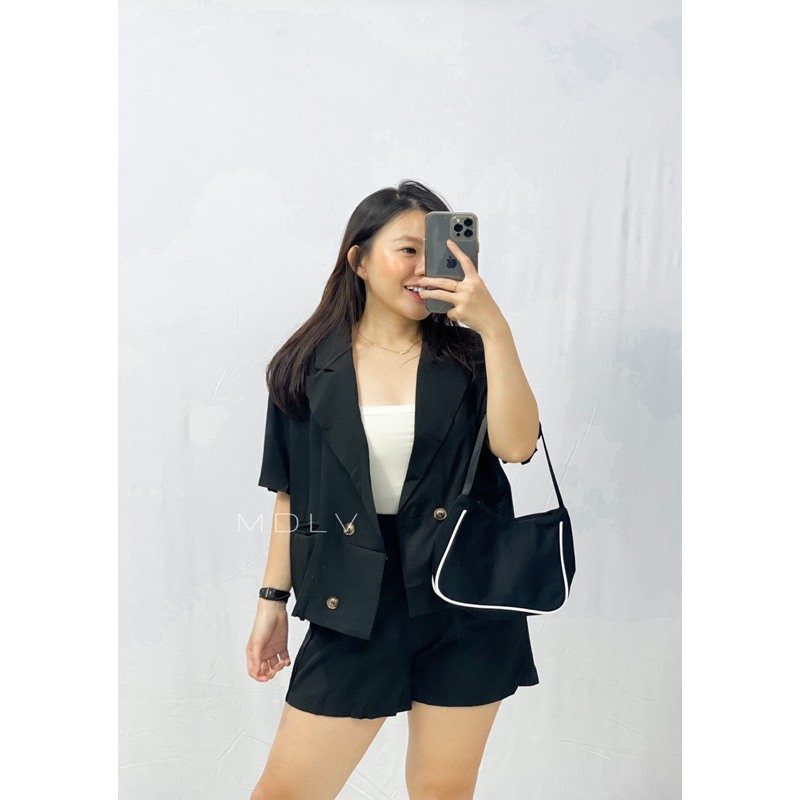 MDLV ~ 5815# Vivian Blazer &amp; Shorts 2pcs Set Setelan Hotpant + Blezer