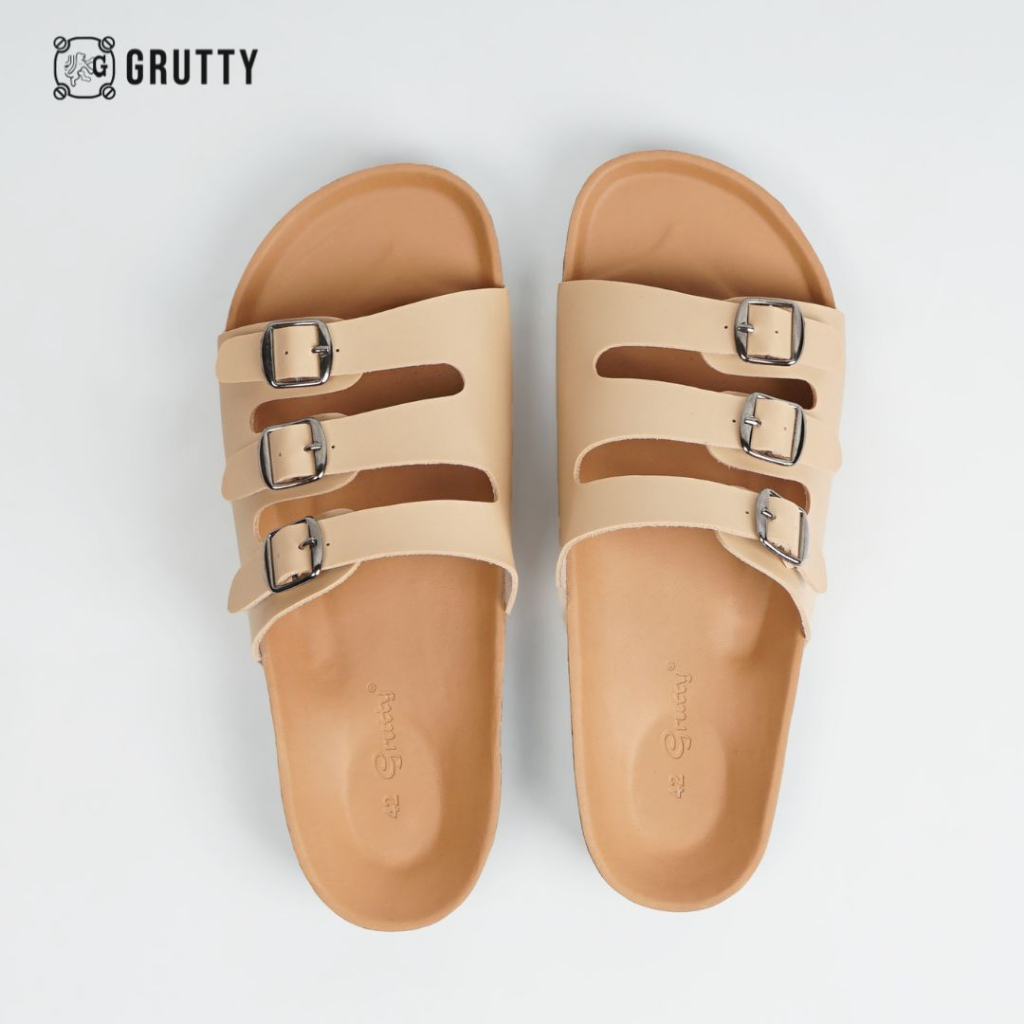 GRUTTY Triva MS IX Sandal Wanita Flat Cream Sendal Kekinian Super Comfy