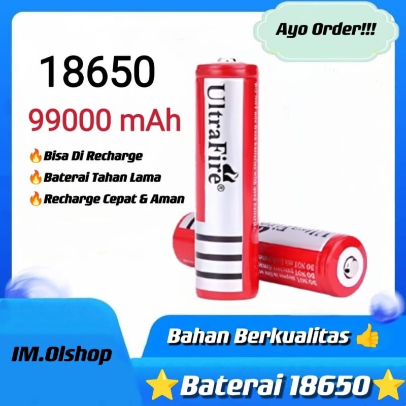 Baterai 18650 Battery 3.7v Rechargeable Batere Baterai Police