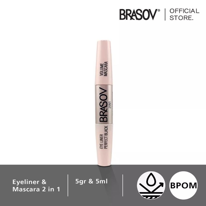 Brasov 2 IN 1 Volume Mascara &amp; Eyeliner Perfect Black