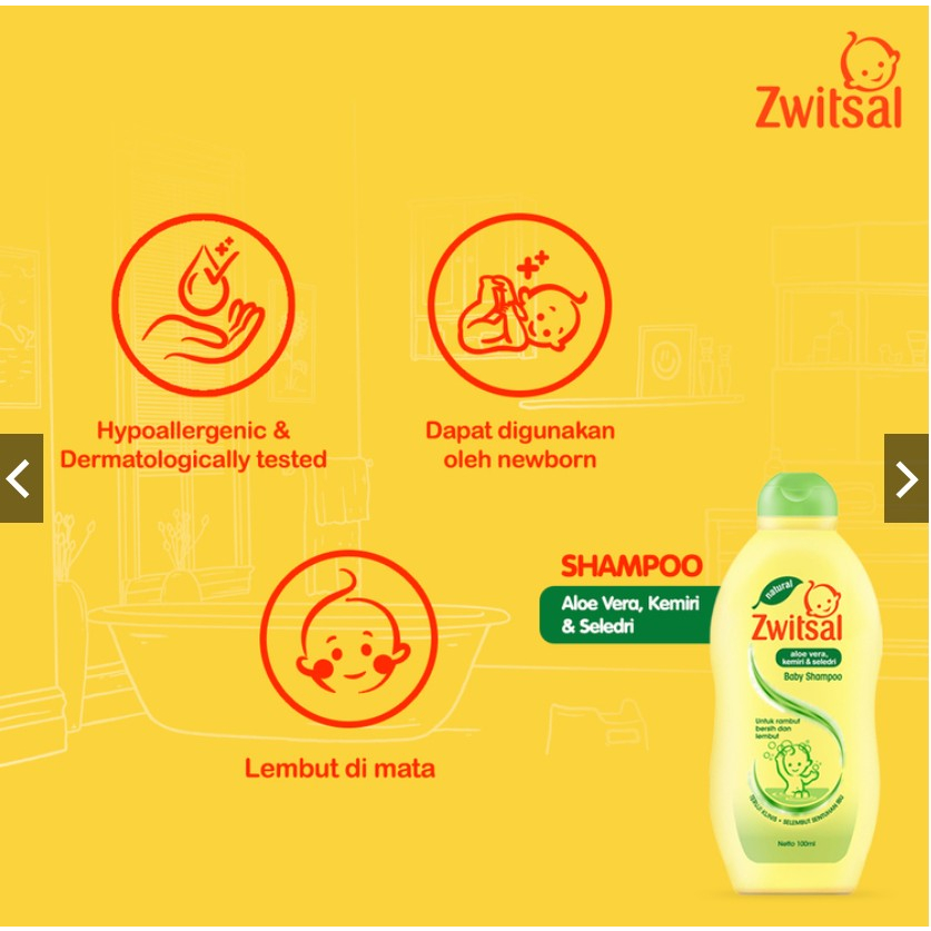 [BPOM] Zwitsal Baby Shampoo 100ml + 100ml Banded / Shampo Bayi / Sampo Bayi / Natural Aloe Vera AVKS / MY MOM