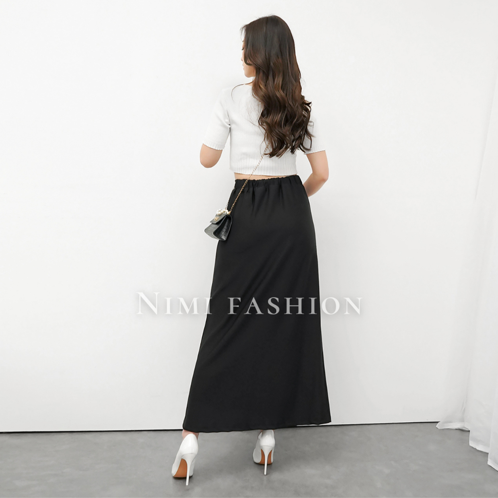 NIMI - Rok A Line Scuba Panjang Daily Skirt Rok Kantor Wanita Scuba Premium