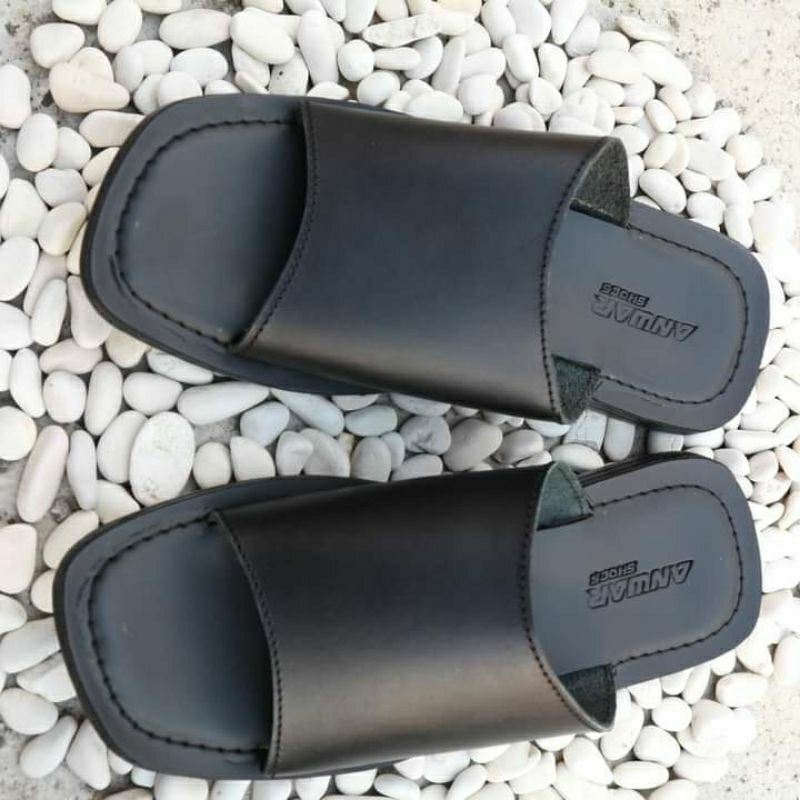 Sandal slop pria/Sandal laki laki bahan kulit asli-Sandal kulit asli