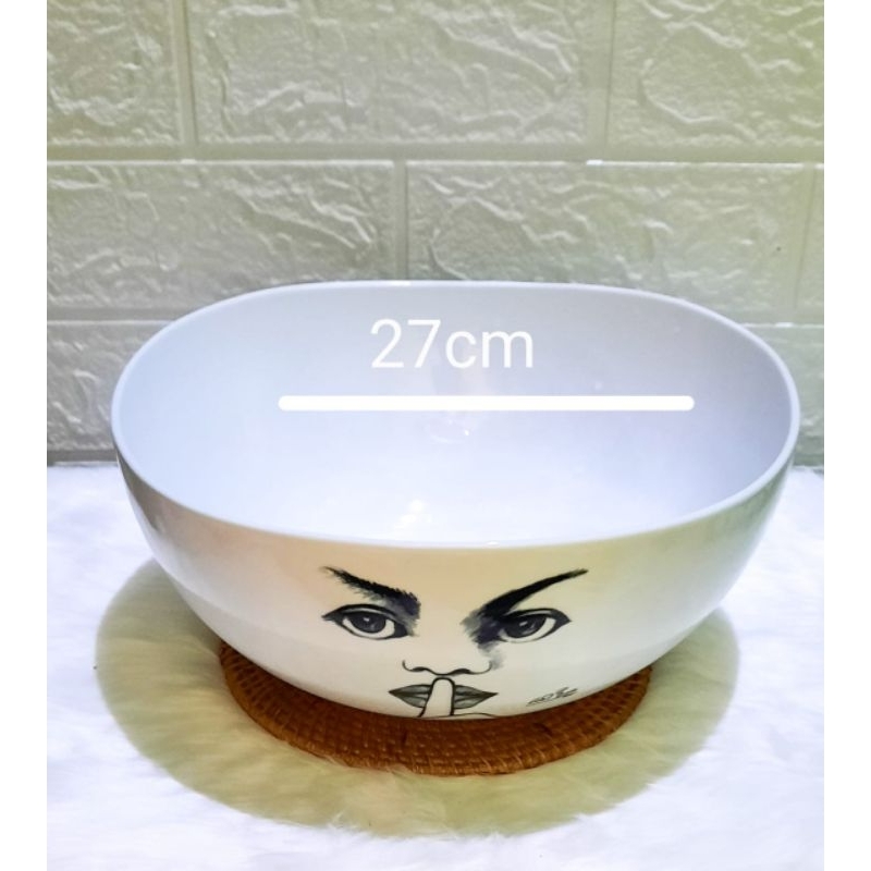 Mangkok Keramik Besar Putih Natural ukuran 27 Cm