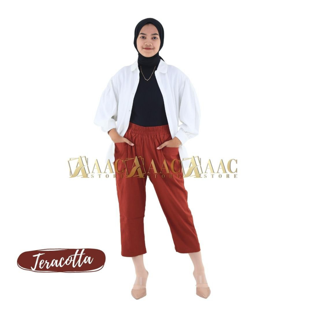 Celana Wanita 7/9 Korean Pants Crop / Celana Kasual Bahan Katun Combed Tebal Halus Allsize Sampai Jumbo