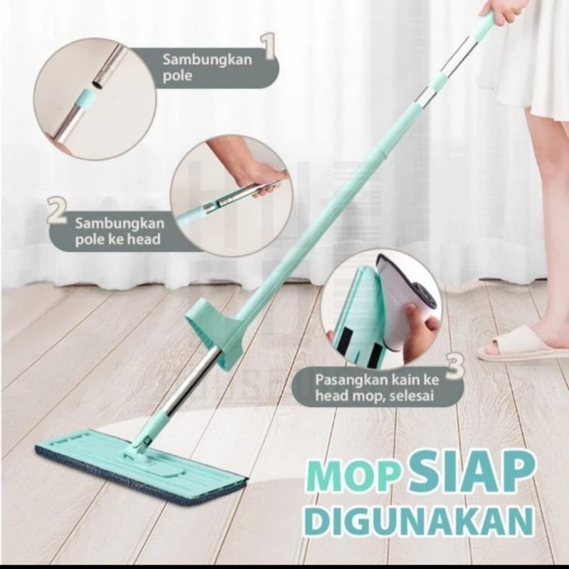 Alat Pel Lantai Ultra Mop Alat Pembersih Lantai Flat Mop Magic Putar 360