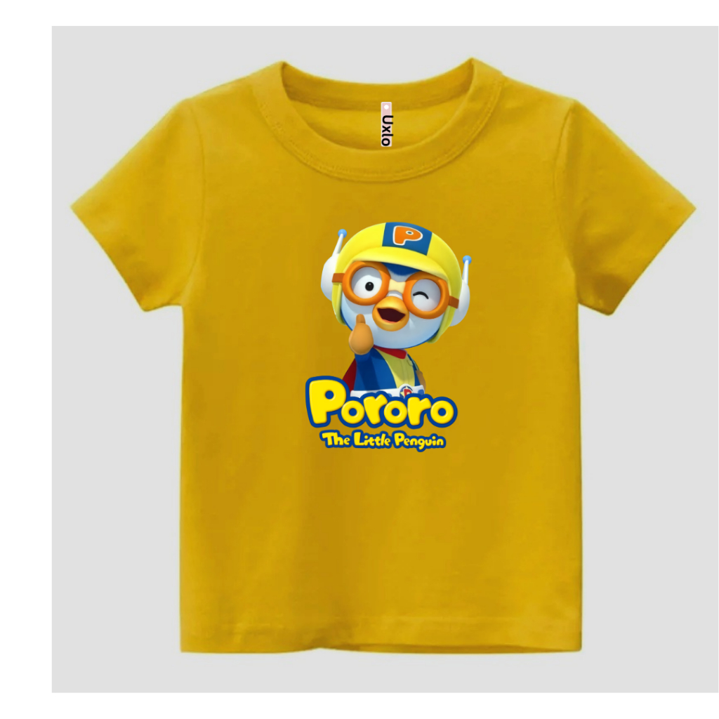 PORORO BAJU KAOS ANAK CEWE DAN COWO UNISEX UMUR 2 SAMPAI 9 TAHUN UXLO FASHION