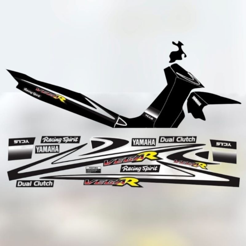 Striping Sticker Motor Yamaha Vega r VEGA R Lama Variasi Ss Two SS TWO Malaysia Hitam Putih Print Cu