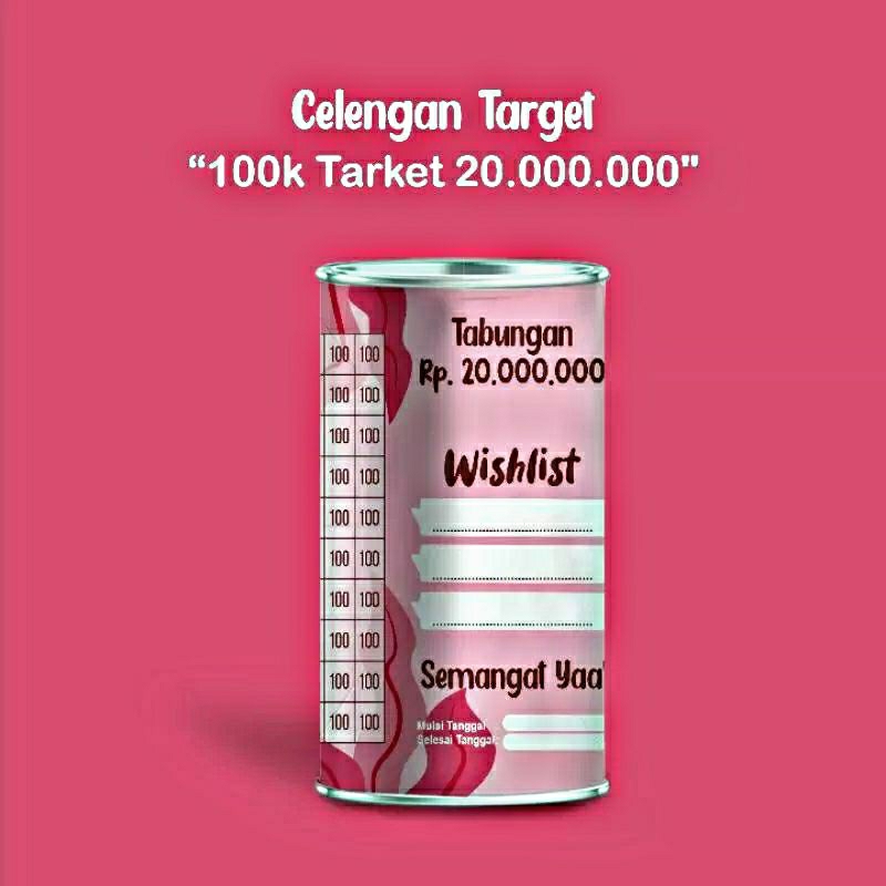 CELENGAN TARGET MURAH CELENGAN VIRAL CELENGAN TIKTOK TABUNGAN BUKA TUTUP ( SMALL 100 RIBU TARGET 20 