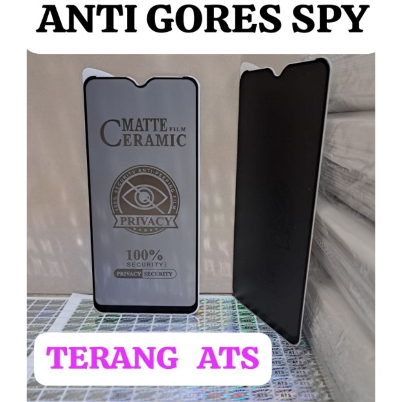 TG ANTI GORES SPY VIVO V11 Tempered Glass Matte Film Ceramic 100% Security Anti Peeping Film Privacy 100% Security Privacy Security Physical Rein Forcement Technology No Broken Edge Tempered Glass Screen Protector Melindungi Layar Handphone Depan