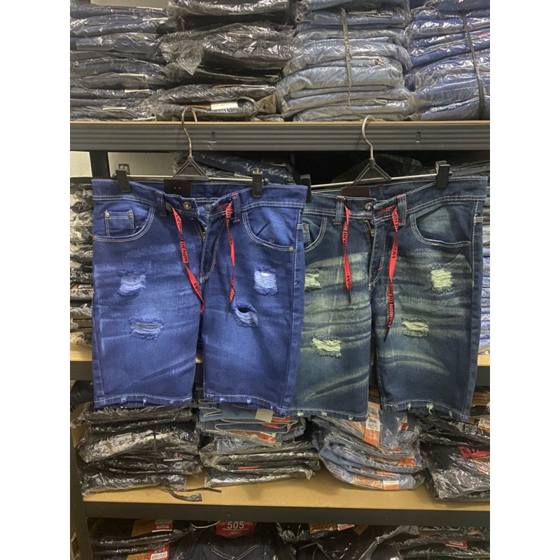 Celana Jeans Pendek Pria Sepan Jins Sobek Ripped Jeans Premium Distro Bawahan Denim Cowok Kekinian T
