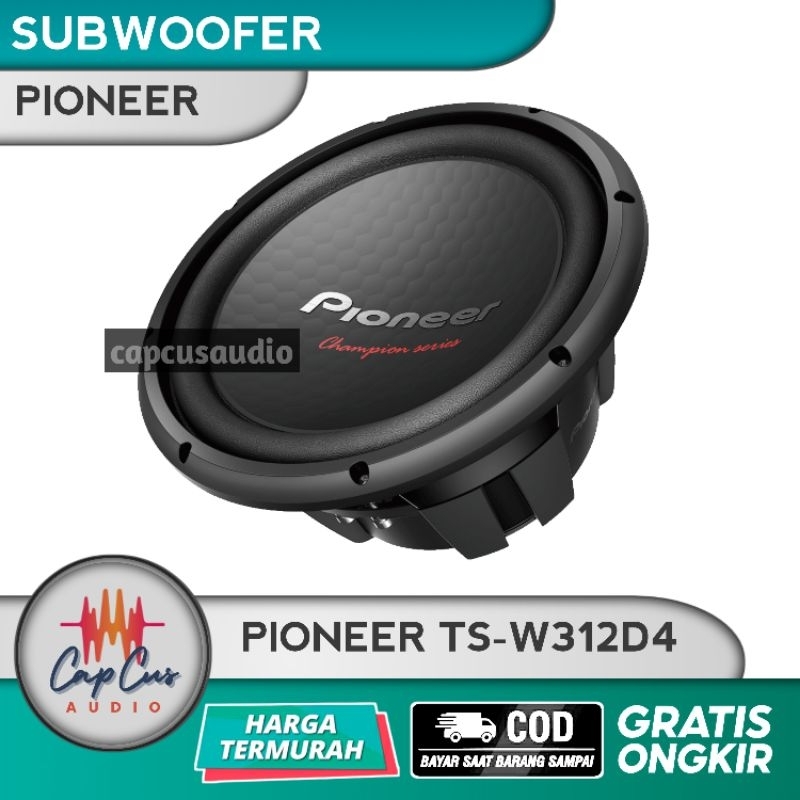 SUBWOOFER 12 INCH PIONEER TS-W312D4 DOUBLE COIL DUAL 4 OHM / SUBWOOFER PIONEER 12 INCH