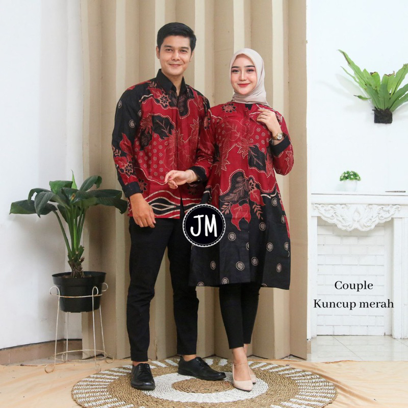 Batik Couple Tunik Baju Batik Couple Modern Premium Kancing Depan Busui M L XL XXL Ready Seragam