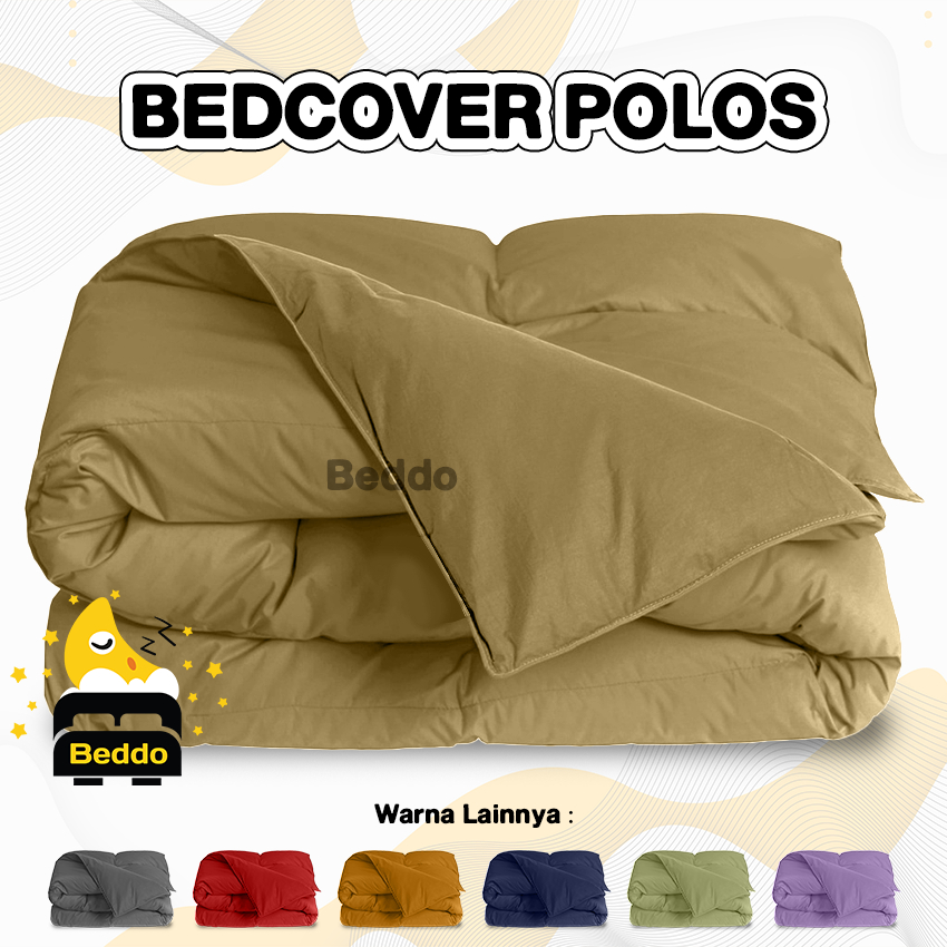 Beddo Bedcover Only 120x220 150x220 180x220 Double Plain/polos Warna Abu Maroon Putih Biru Hitam Ungu Hijau Sage Kuning Navy