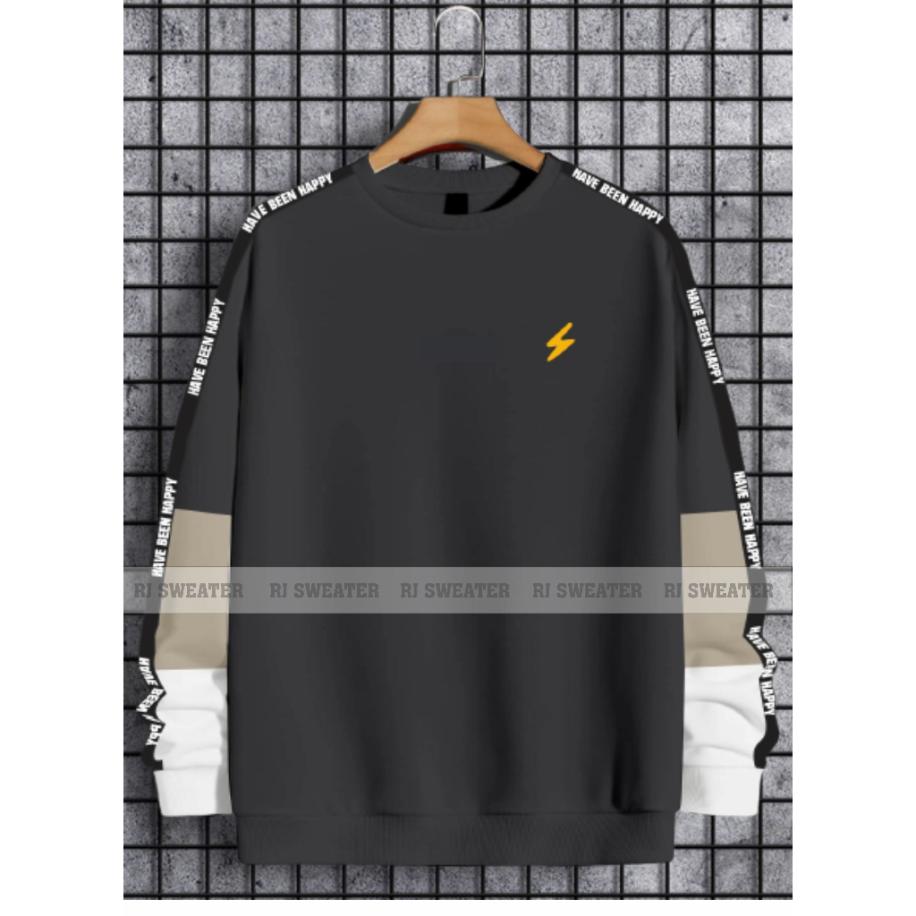 Sweater crewneck pria kekinian kombinasi HAVE BEEN HAPPY terbaru / crewneck pria wanita trend kombinasi kwalitas terbaik