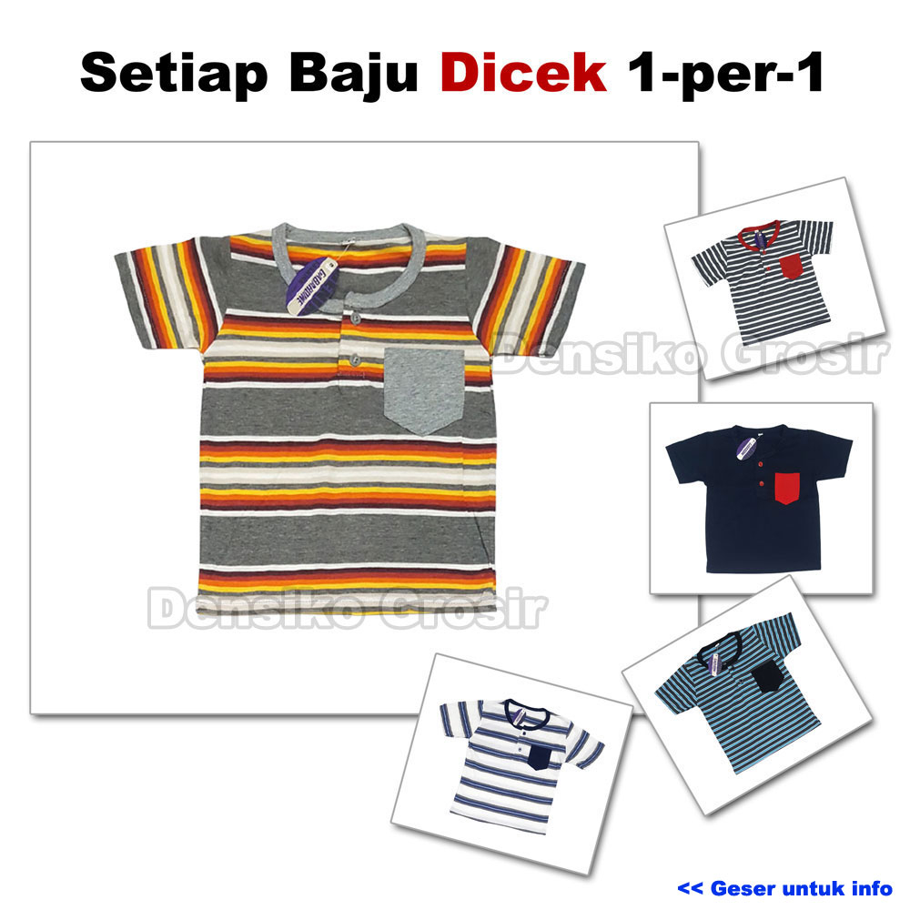 Kaos Anak Salur, Polos (3) Baju Kaos Dua Kancing Depan dan Saku