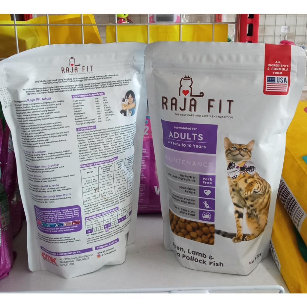 MAKANAN KUCING RAJA FIT ADULT RAJAFIT 500 GRAM CAT FOOD