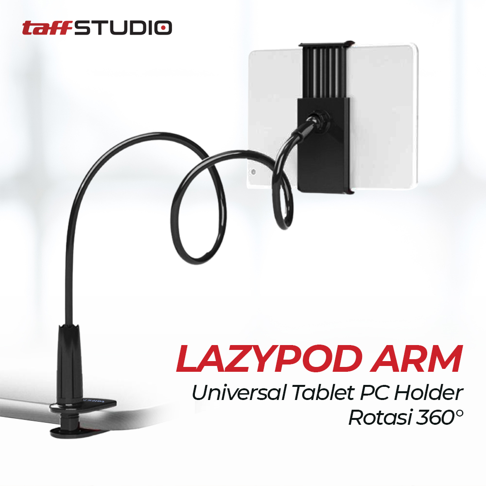 Lazypod Arm Universal Tablet PC Holder dengan Klip 360 Derajat - A-138 - OMTA19BK Black