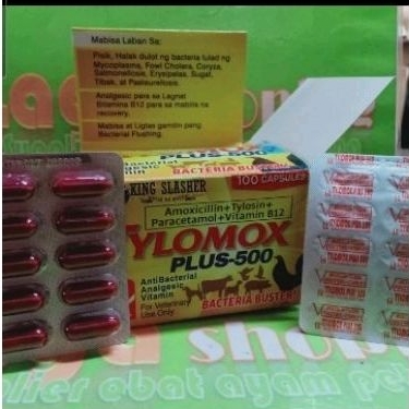 1 STRIP TYLOMOX PLUS-500 KING SLASHER 10 BUTIR OBAT AYAM TARUNG BURUNG MERPATI SAKIT  MUNTAH PHENOMIA CORYZA IMPOR PHILIPIN