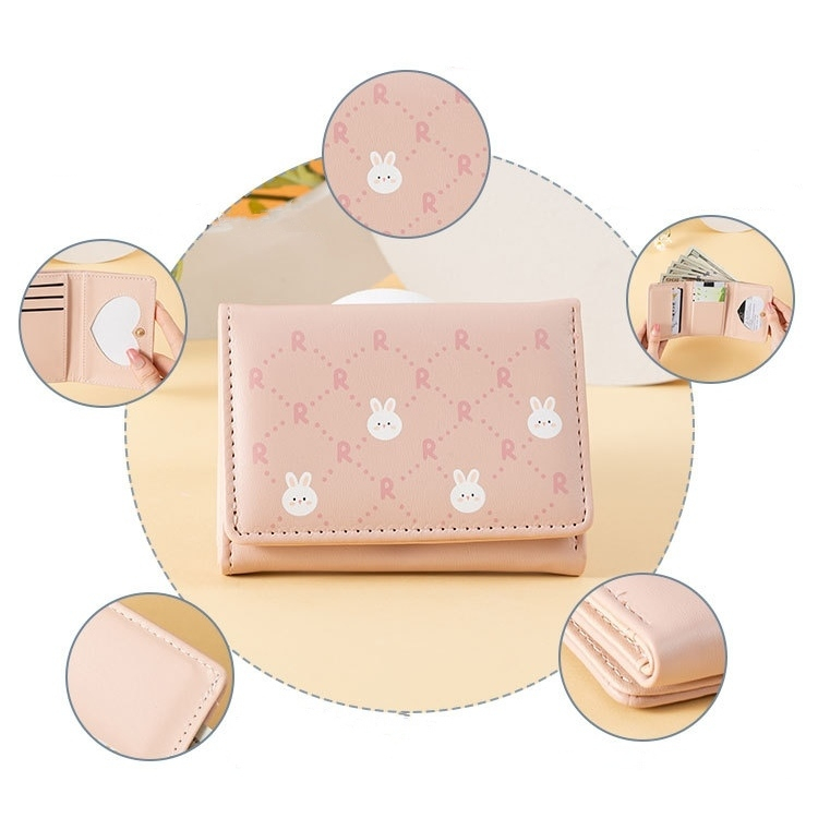 DOMPET LIPAT WANITA MINI IMPORT KULIT PINK LUCU MOTIF KELINCI TORINA WA730P3 KECIL PREMIUM KOREA REMAJA CEWEK KEKINIAN PENDEK SLOT KARTU KOIN BRANDED FASHION SIMPLE MURAH BATAM