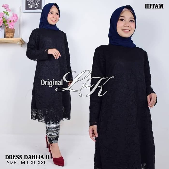[Atasan Promo] Kebaya Tunik Brukat Hitam Dan Rok plisket