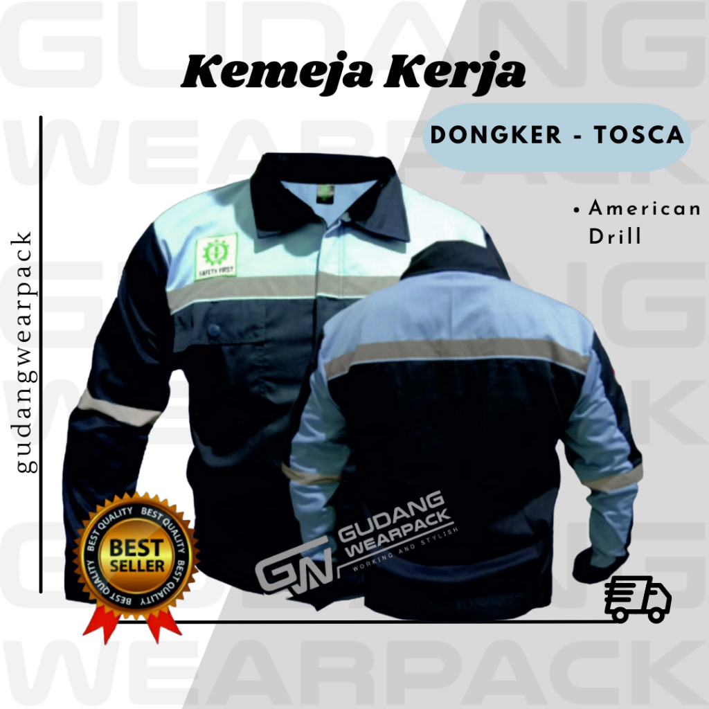 Gudang Wearpack - Baju Kerja Seragam Proyek Warna Dongker - Biru Tosca