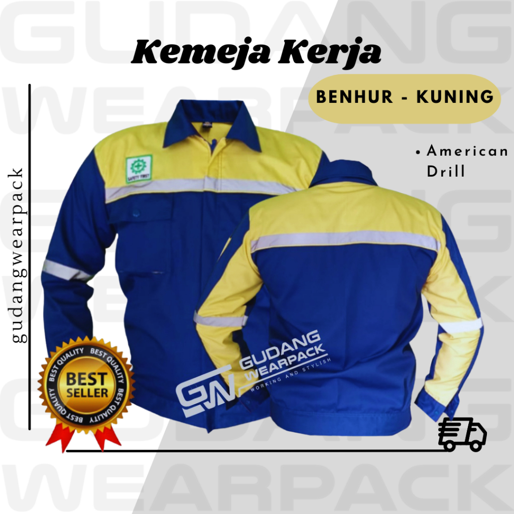 Gudang Wearpack - Baju Kerja Seragam Proyek Warna Benhur Kombinasi Kuning