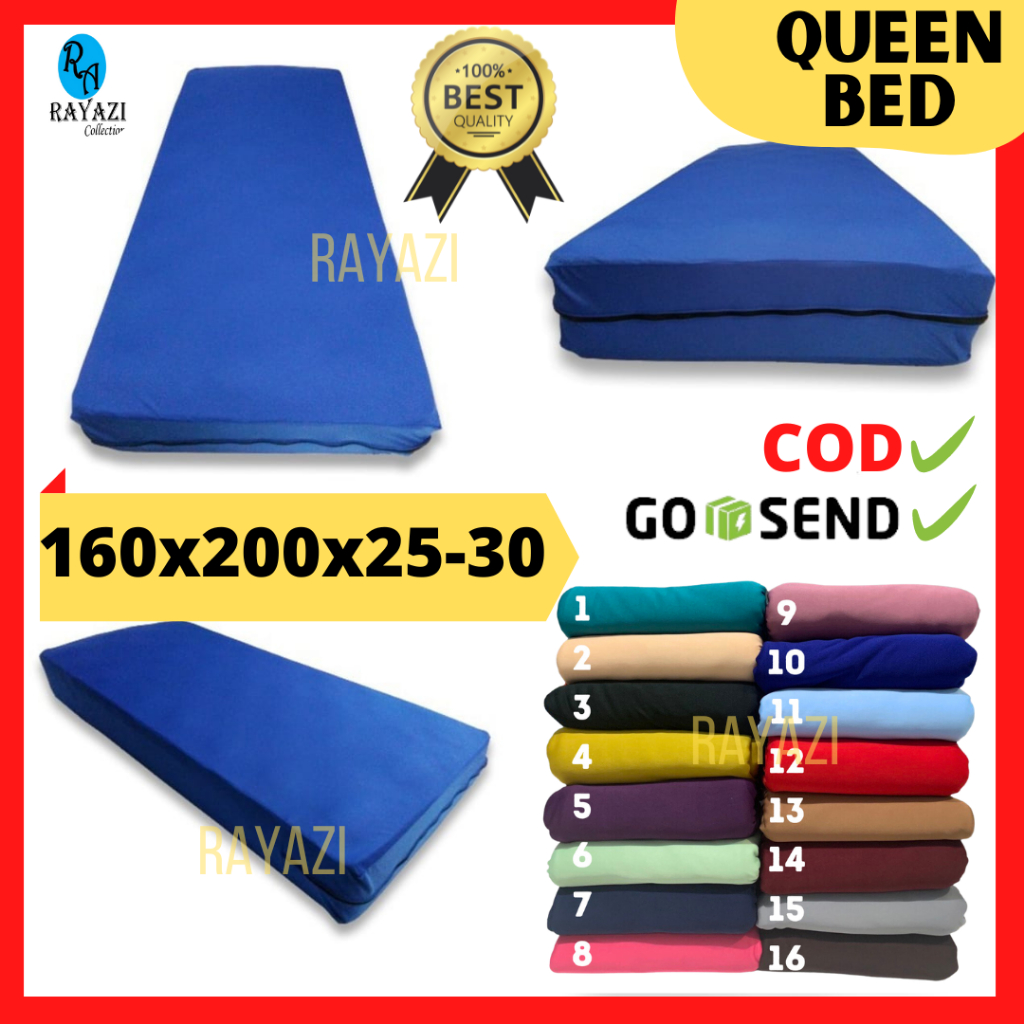 Sprei Resleting / Sarung Kasur SPRINGBED QUEEN 160x200x25 / 160x200x30 Sprei Polos Seprei Rayazi