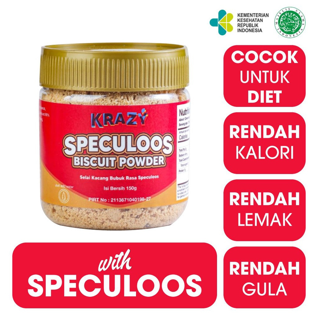 

Krazy Peanut Butter Powder Selai Diet rasa Speculoos Lotus Biscoff (150g)