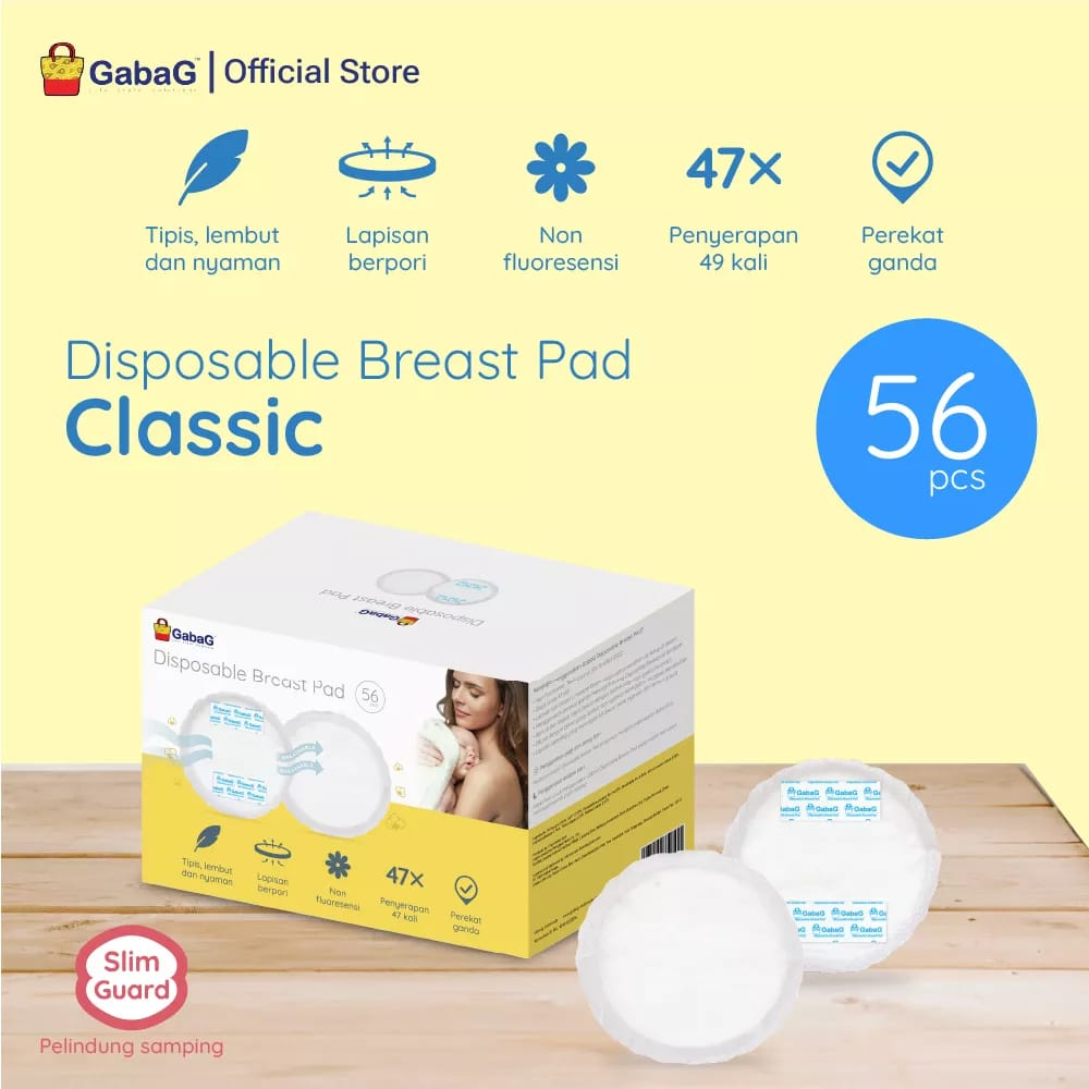 Breastpad Gabag Disposable Breast Pad Classic isi 60 pcs 56pcs -BELLA SHOP