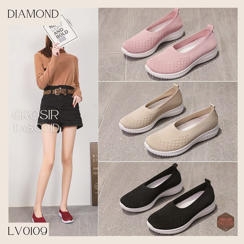 TOPGROSIR LV0109 Sepatu Slip On Wanita Import Sepatu Kerja /Sepatu Kerja Kanvas Lentur