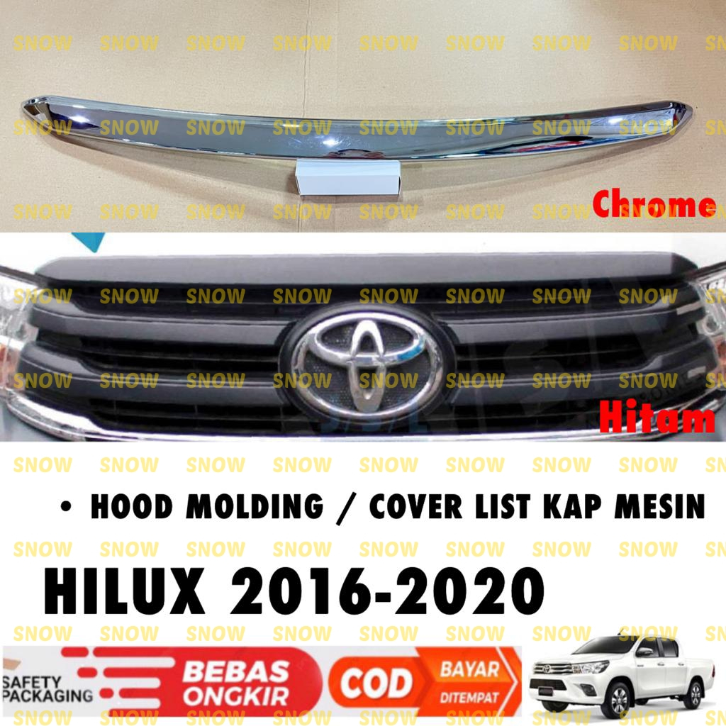 List Kap Mesin Mobil All New Hilux 2016 2018 2020 Hood Molding Hitam Chrome