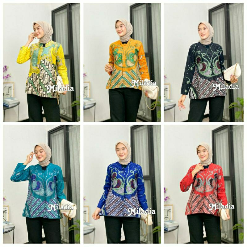 tey-17 Batik wanita ASJ SA HRB026 Kenongo Kemeja Tosca Pendek