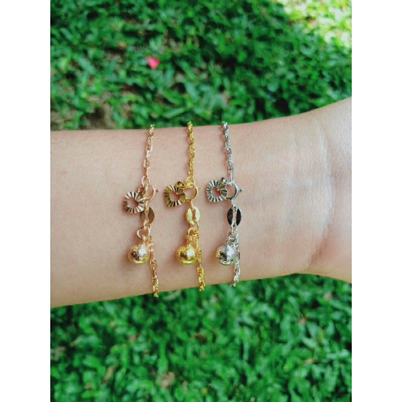 gelang tangan anak rantai carti*r+1bel+1love ukir/perak asli silver 925 lapis emas/perhiasan fashion terbaru