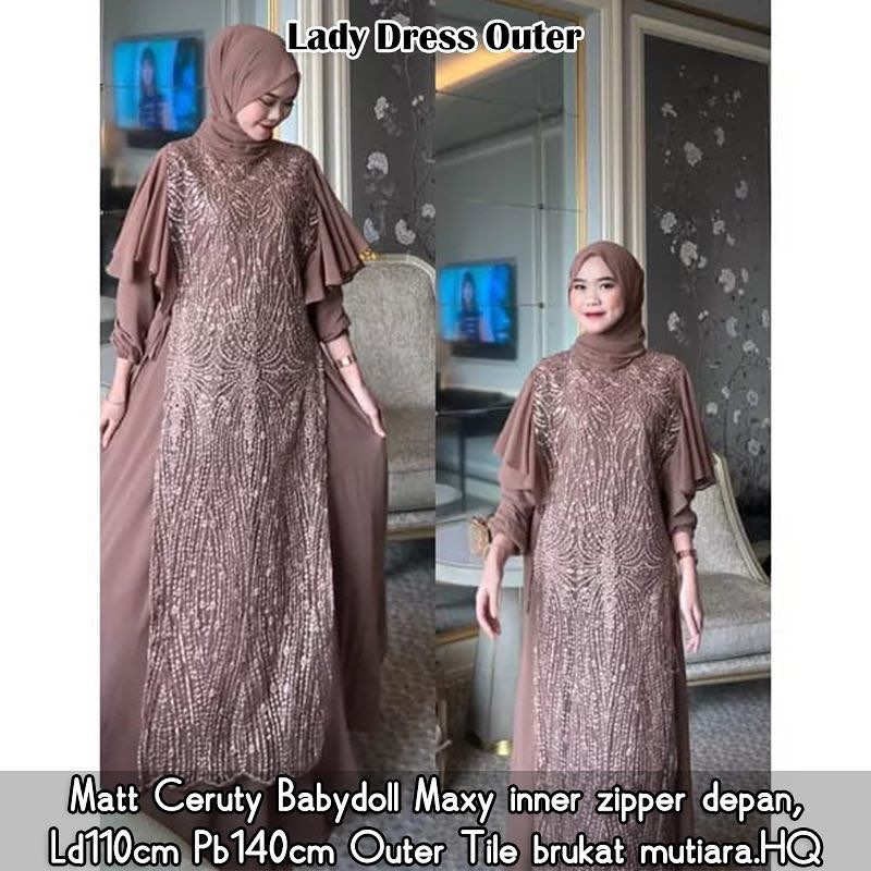 Gamis Dress Kondangan Lady Dress Matt Ceruty Mix Brokat Gamis Pesta Mewah Elegan Fashion Muslim Pakain Muslim Wanita Dress Gamis Brukat Kekinian