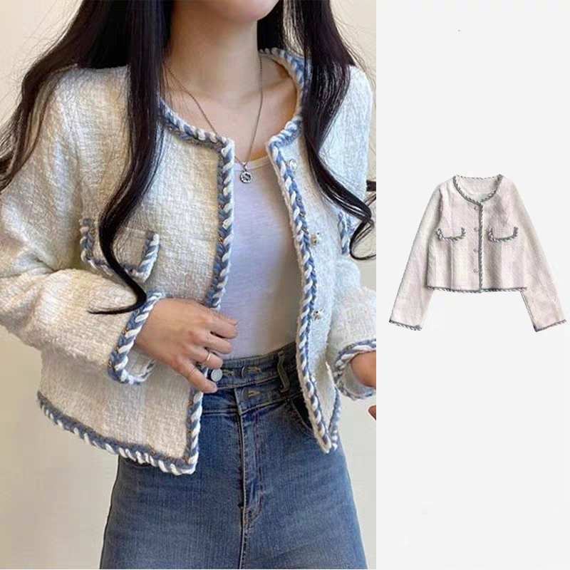 Jaket Wanita Terbaru Rok korean Style Jacket Lengan Panjang Jaket Crop Wanita Fashion