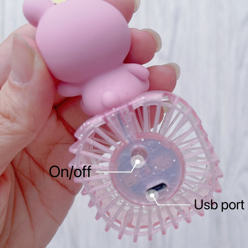 kipas angin mini portable keychain rechargeable KP010 sanrio princess kuromi cinamoroll ariel mini fan gantungan kunci