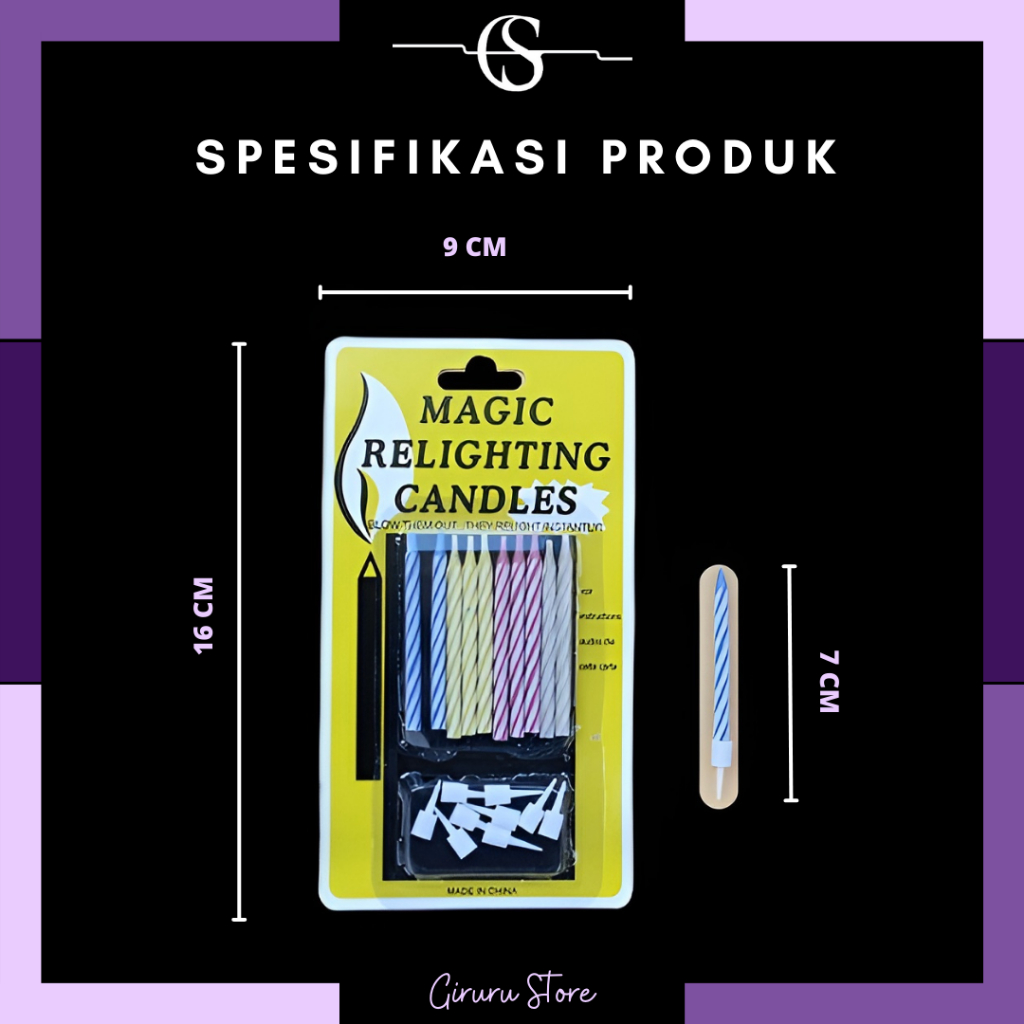 Lilin Ulang Tahun 10 Pcs / Magic Relighting Candle / Lilin Ajaib / Lilin Magic / Magic Candles Isi / Lilin Sulap Isi 10 Batang