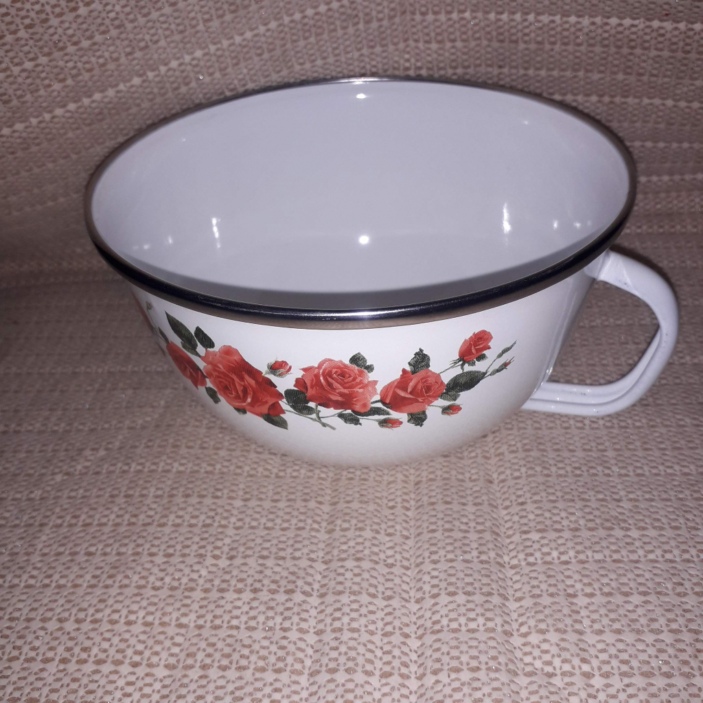 Gelas Mug sup / soup bahan Enamel 14,5 cm