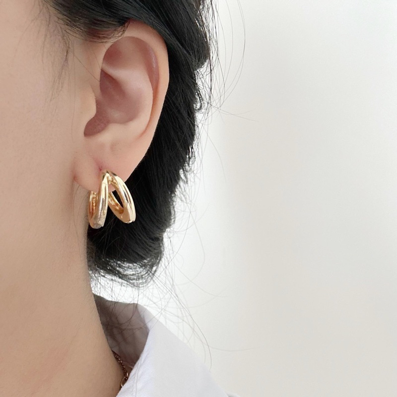 Ark.co - Denver earrings (double ; triple) anting hoops huggies gold statement minimalis simple