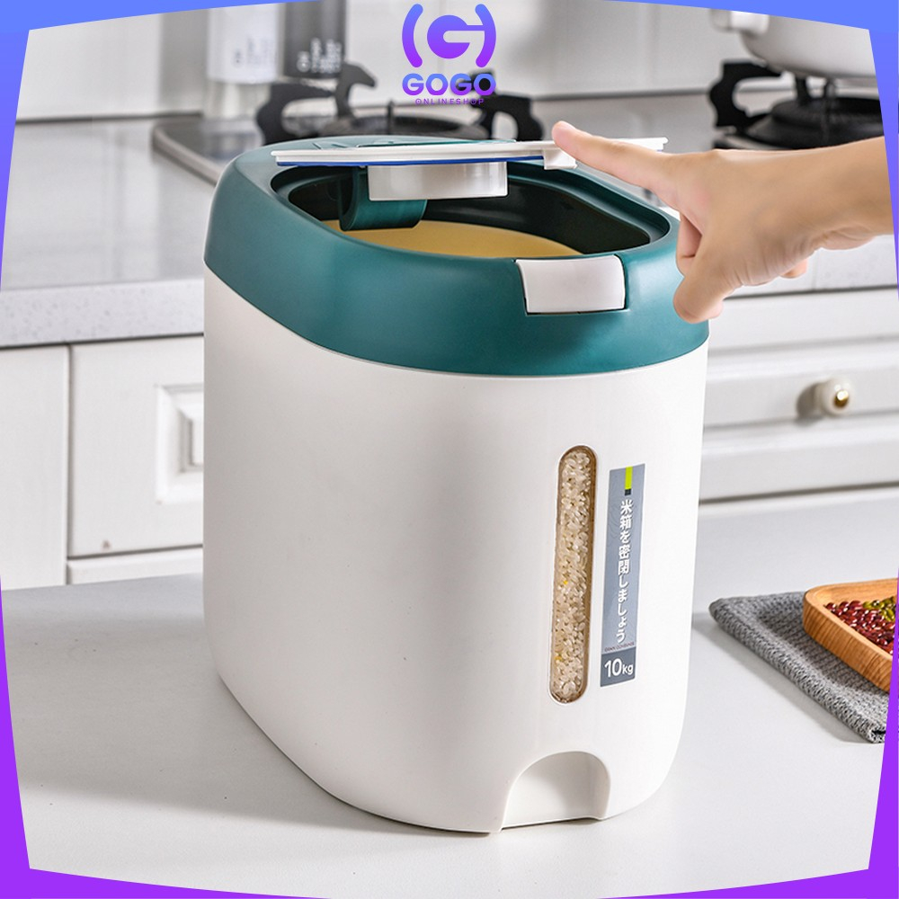 GOGO-C882 Dispenser Beras 5KG/10KG Free Gelas Takar Tempat Wadah Penyimpanan Beras Rice Bucket Anti Kutu / Rice Dispenser Kontainer Makanan Serbaguna