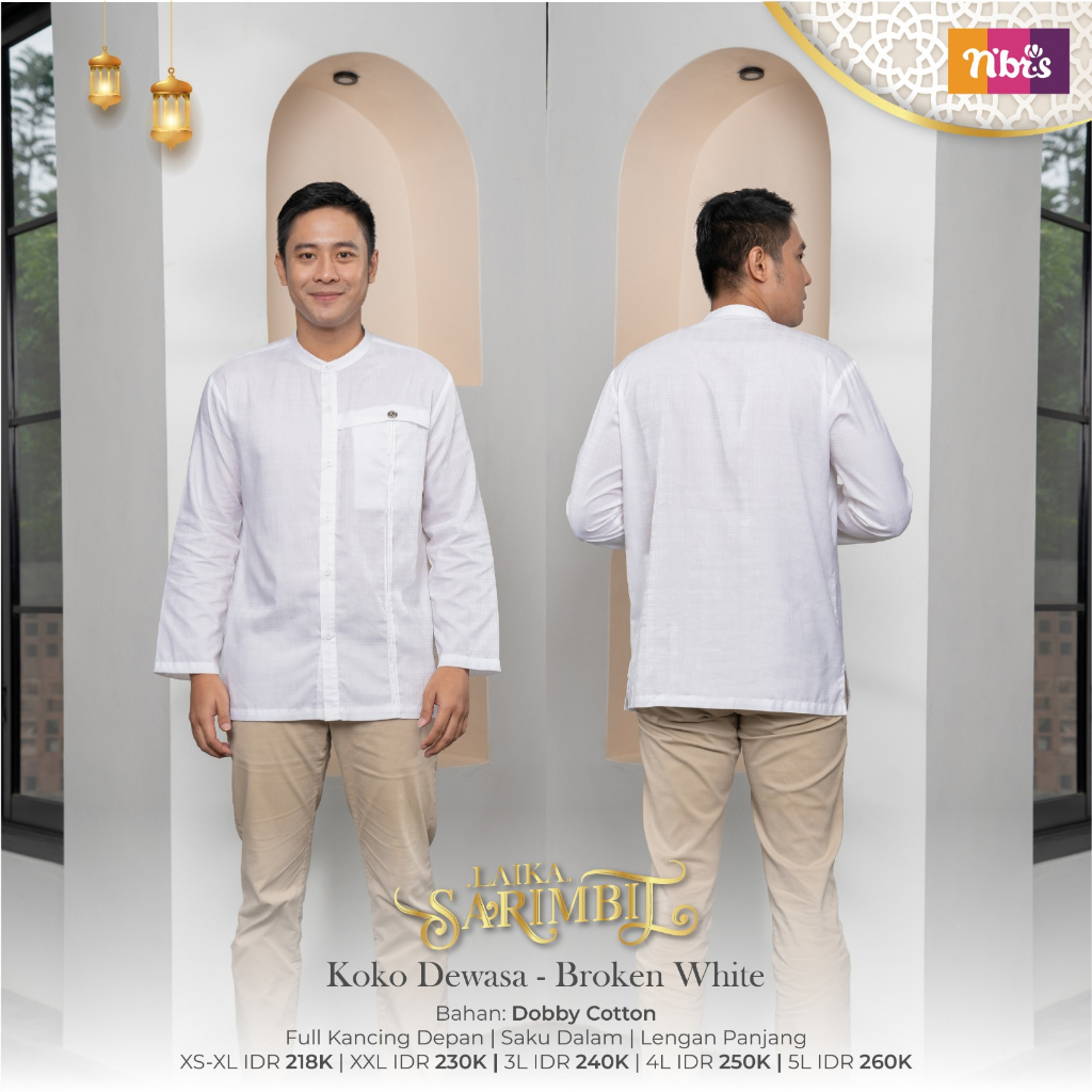 BAJU GAMIS SARIMBIT LAIKA BROKEN WHITE SARIMBIT NIBRAS TERBARU 2023