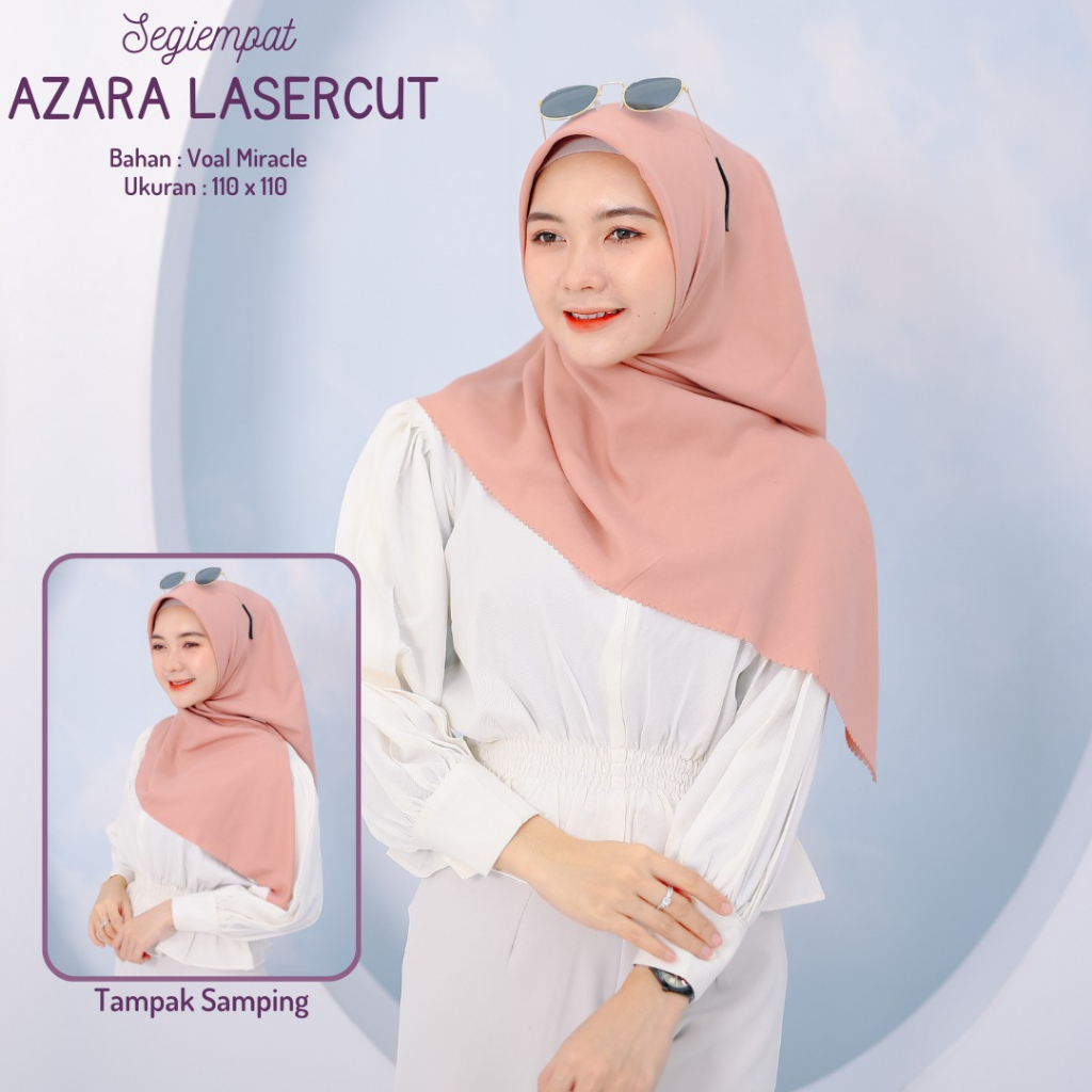 TERLARIS! Jilijab Segi empat Laser Cut Oskara Azara Voal Miracle Plain Azara Paris Premium Nyaman Dipakai | Bisa Cod