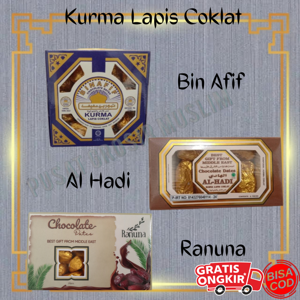 Kurma Lapis Coklat Ranuna Al Hadi Bin Afif Kemasan BOX Cokelat Kurma Chocolate Dates Original Termurah