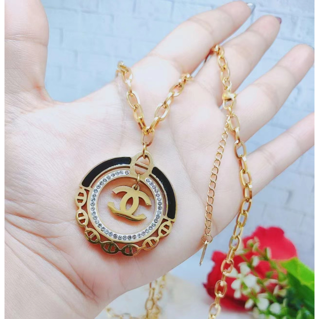 Kalung Titanium Anti Karat Perhiasan Wanita R640( Panjang 70-80cm)