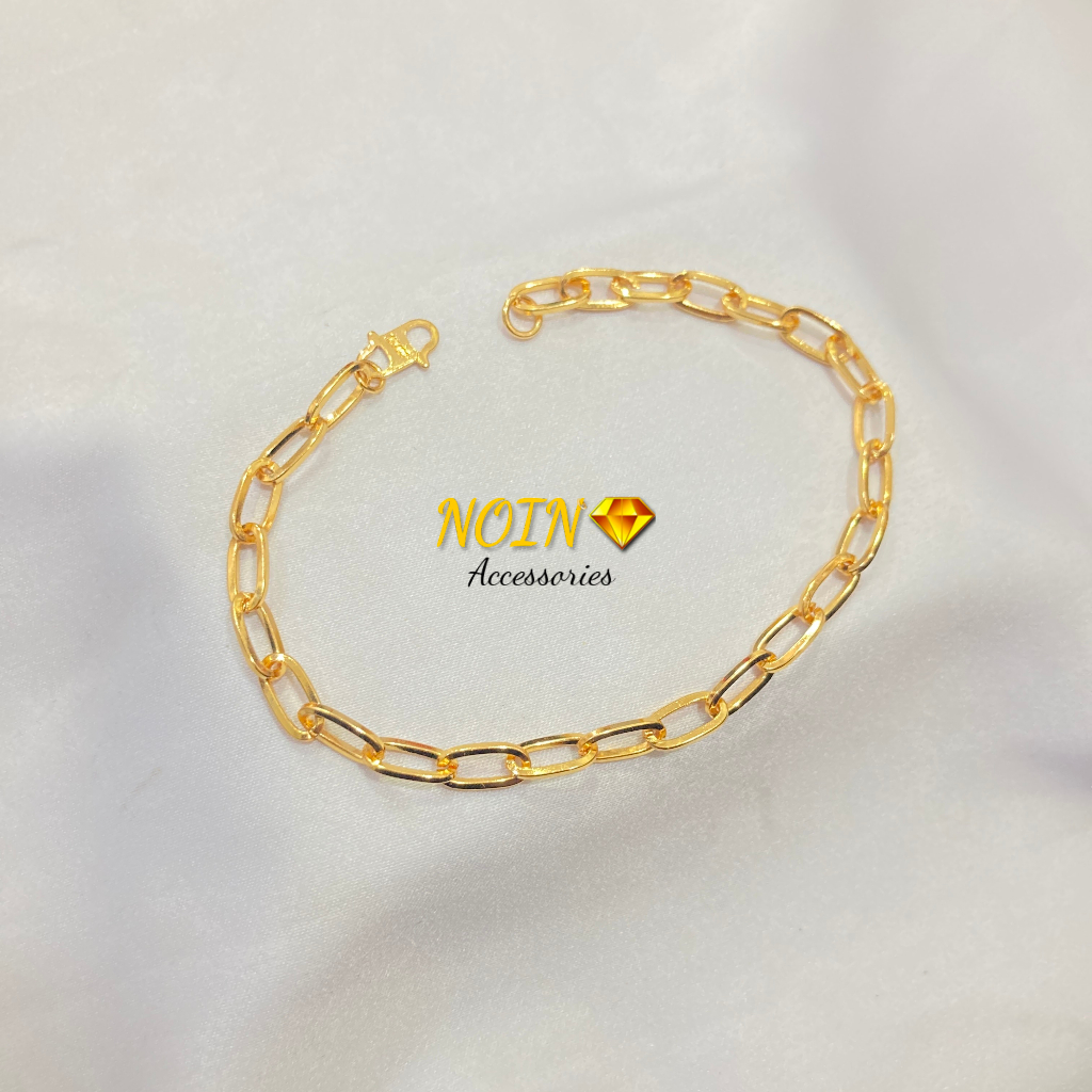 Gelang Rantai Polos Lapis Emas Simple Aksesoris Perhiasan Fashion