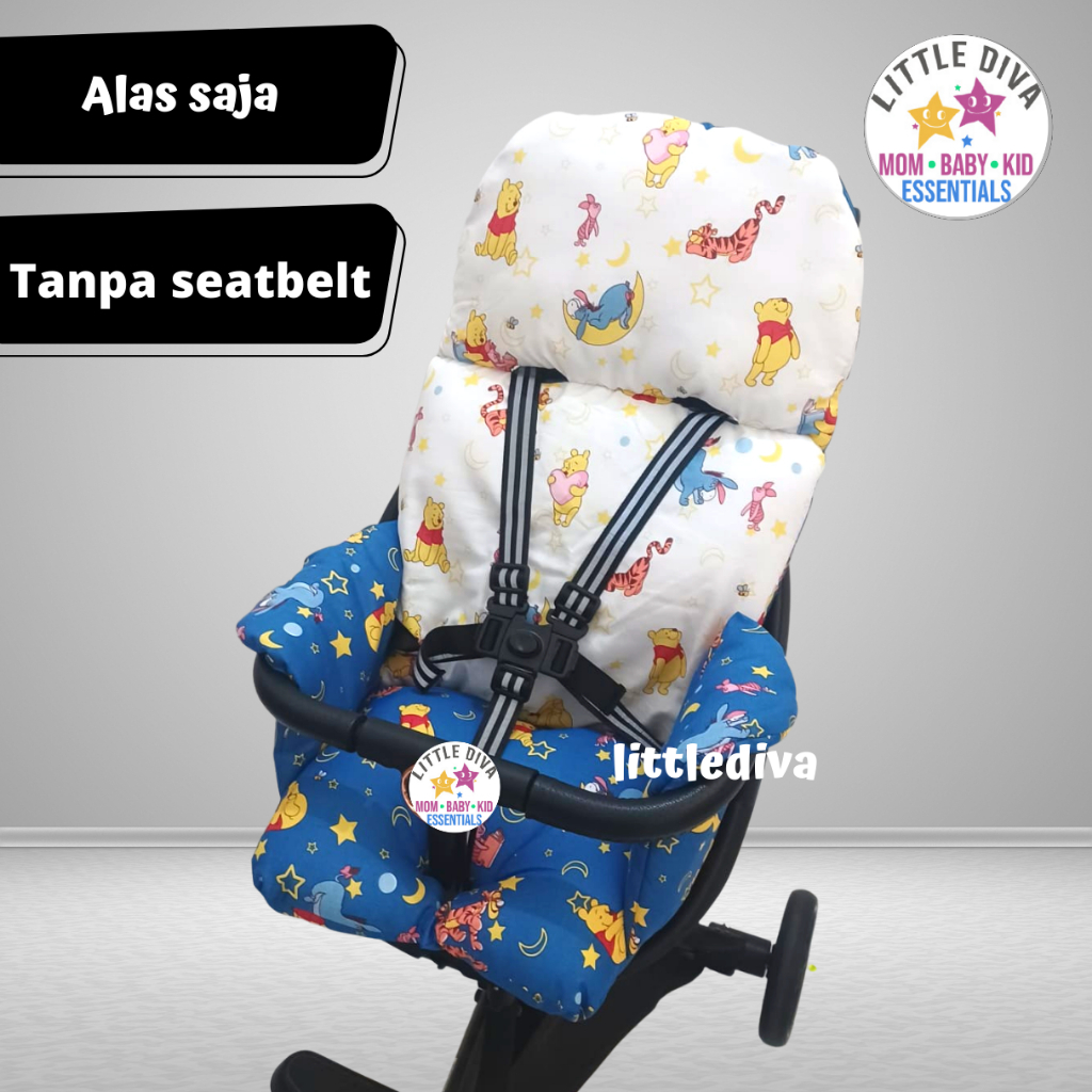 Alas Stroller Pad EGG 55 POOH STARRY CVC - Alas Stroller TANPA TALI SEATBELT Telur Akachan Kereta dorong bayi fit to baobaohao v1 v2 v5 v8 / Egg / Baby Elle Rider Labeille City 8871 Egg 8870