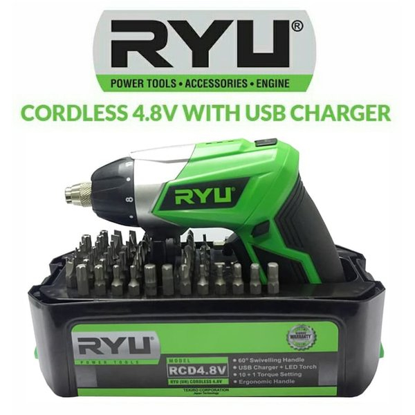 RYU RCD 4.8V Cordless Screwdriver Bor Obeng Listrik Mini