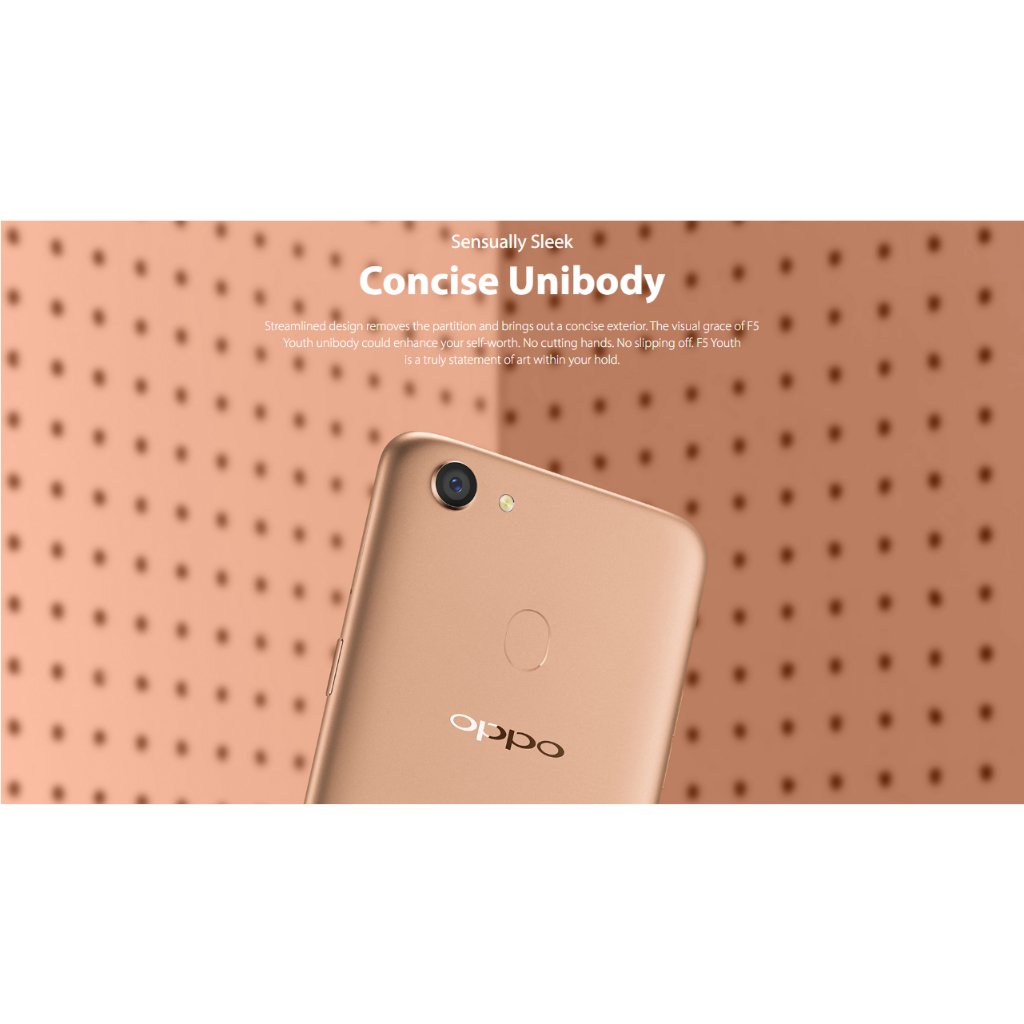 OPPO F5 Gold RAM 6/128GB GARANSI TOKO 1 TAHUN ORIGINAL BARU HANDPHONE Dengan 6.0inches Ukuran layar Dengan Kapasitas baterai 3200mAh