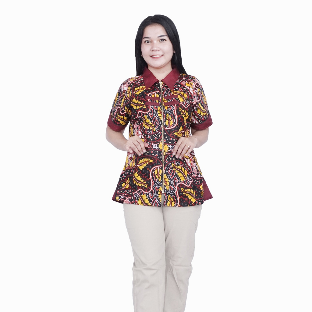 Blouse Big Size LD 140 Wanita / Atasan Batik Jumbo S-M-L-XL-2L-3L-4L-5L-6L-7L Model Blus Jumbo Kerja Batik / Atasan Big Size Kerja Wanita / Pakaian Batik Kekinian Kerja Wanita Bahan Katun Formal Kantor Wanita Trendy Terbaru / Putri Nasya